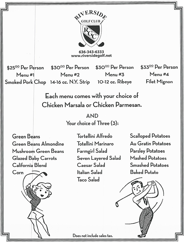 page one of the tournament menu